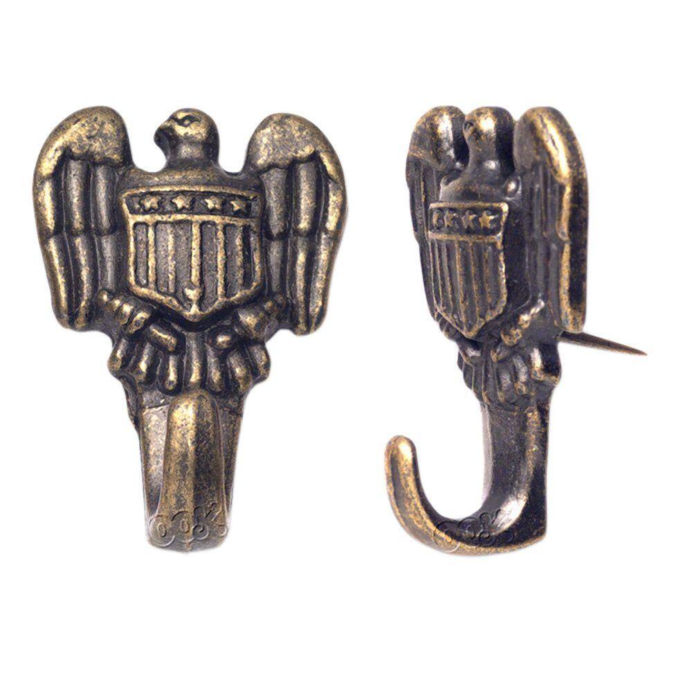 OOK 15 lb. Antique Brass Plated Eagle Push Pin Hangers (2Pack) 53505