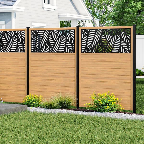Barrette Outdoor Living 6 ft. x 4 ft. Cypress Vinyl Fence with Sanibel Black Decorative Screen