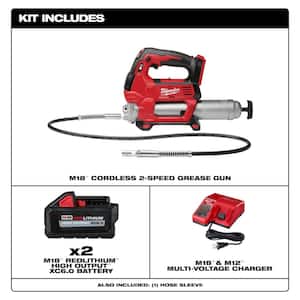 M18 18V Lithium-Ion Cordless Grease Gun 2-Speed with (2) 6.0Ah Batteries and Charger