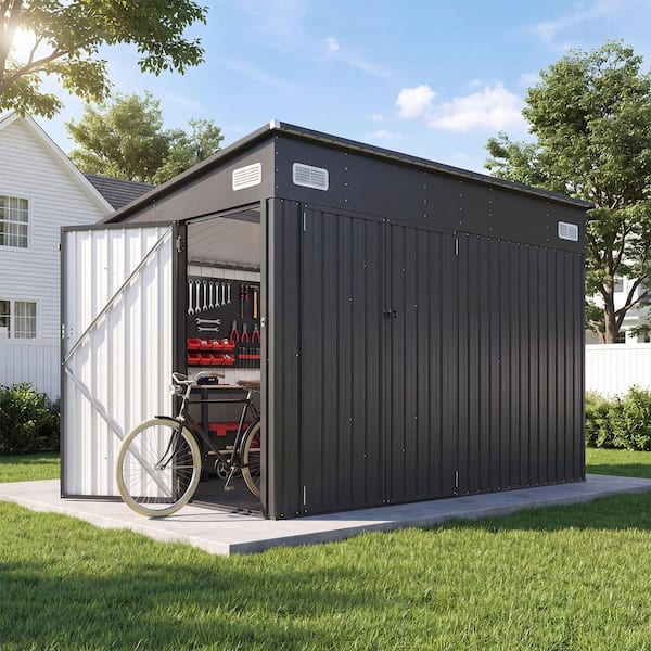 10 ft. W x 8 ft. D Storage Metal Shed with Floor, Triple Lockable Doors, and Vents (80 sq. ft.)