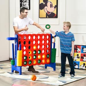 4-in-A Row Giant Game Set w/Basketball Hoop for Family Blue