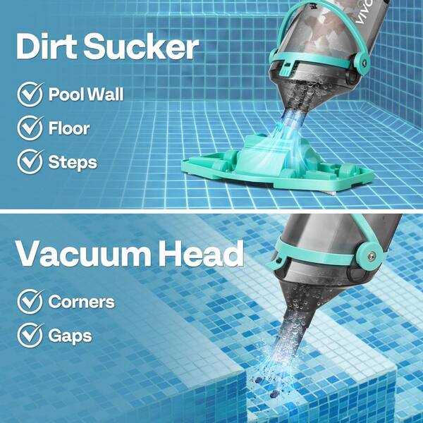 thumbnail image 2 of Cordless Rechargeable Pool Vacuum Handheld Cleaner With Telescoping Pole (9.12ft) For Above Ground Pools 2 of 5