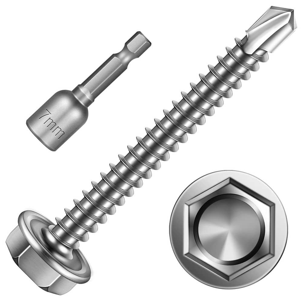"#8 x 1-1/2 in. Stainless Steel Hex Washer Head Self Drilling Sheet Metal Screws (150-Pack)" price history on PriceWatchPro