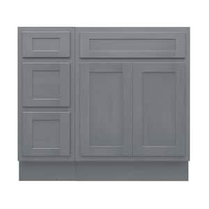 36 in. W x 21 in. D x 32.5 in. H Bath Vanity Cabinet without Top in Silver