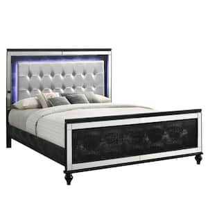 New Classic Furniture Valentino Black Wood Frame Queen Platform Bed with Embossed Inlay