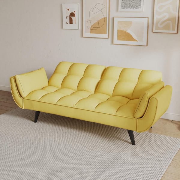 Yellow Polyester Twin Size Sofa Bed