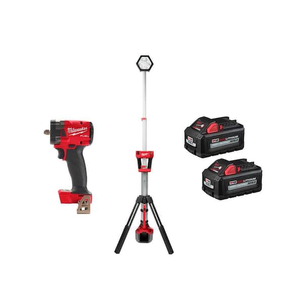 Milwaukee M18 FUEL GEN-3 18V Lithium-Ion Brushless Cordless 3/8 in. Impact w/Tower Light, Two 6 Ah HO Batteries