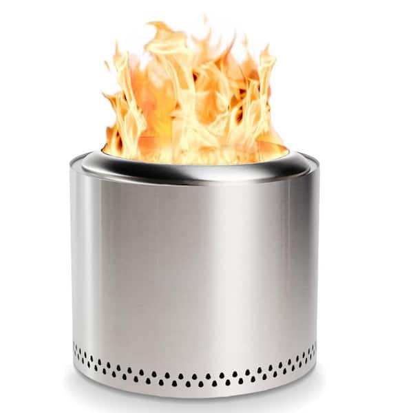 19 in. x 15.7 in. Outdoor Stainless Wood Burning Fire Pit Silver Round Smokeless Fire Pit