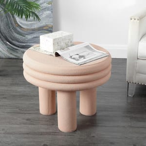 Rashida 17.75 in. Contemporary Minimalist Curvy High Accent Table, Pink Frosted