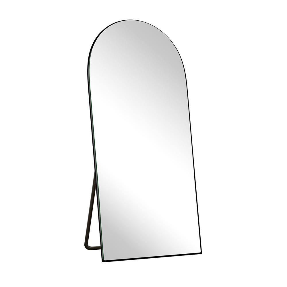 28 in. W x 71.1 in. H Arched Black Wooden Frame Oversized Classic Wall Mounted Floor Mirror