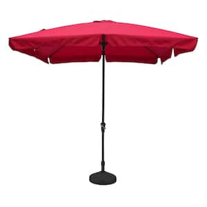 10-ft x 8-ft Rectangle Red Market Patio Umbrella with Round Umbrella Base