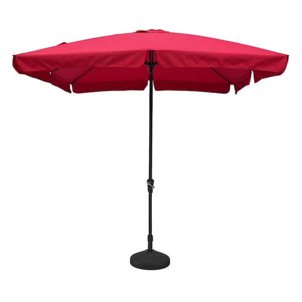 Mondawe 10-ft x 8-ft Rectangle Red Market Patio Umbrella with Round Umbrella Base