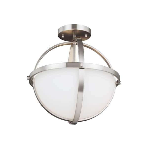 Generation Lighting Alturas 2-Light Modern Brushed Nickel Semi-Flushmount Convertible Pendant