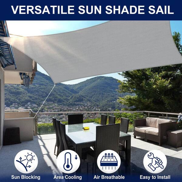 Oyezvary 10 ft. x 13 ft. Outdoor Gray Sun Shade Sails Sun