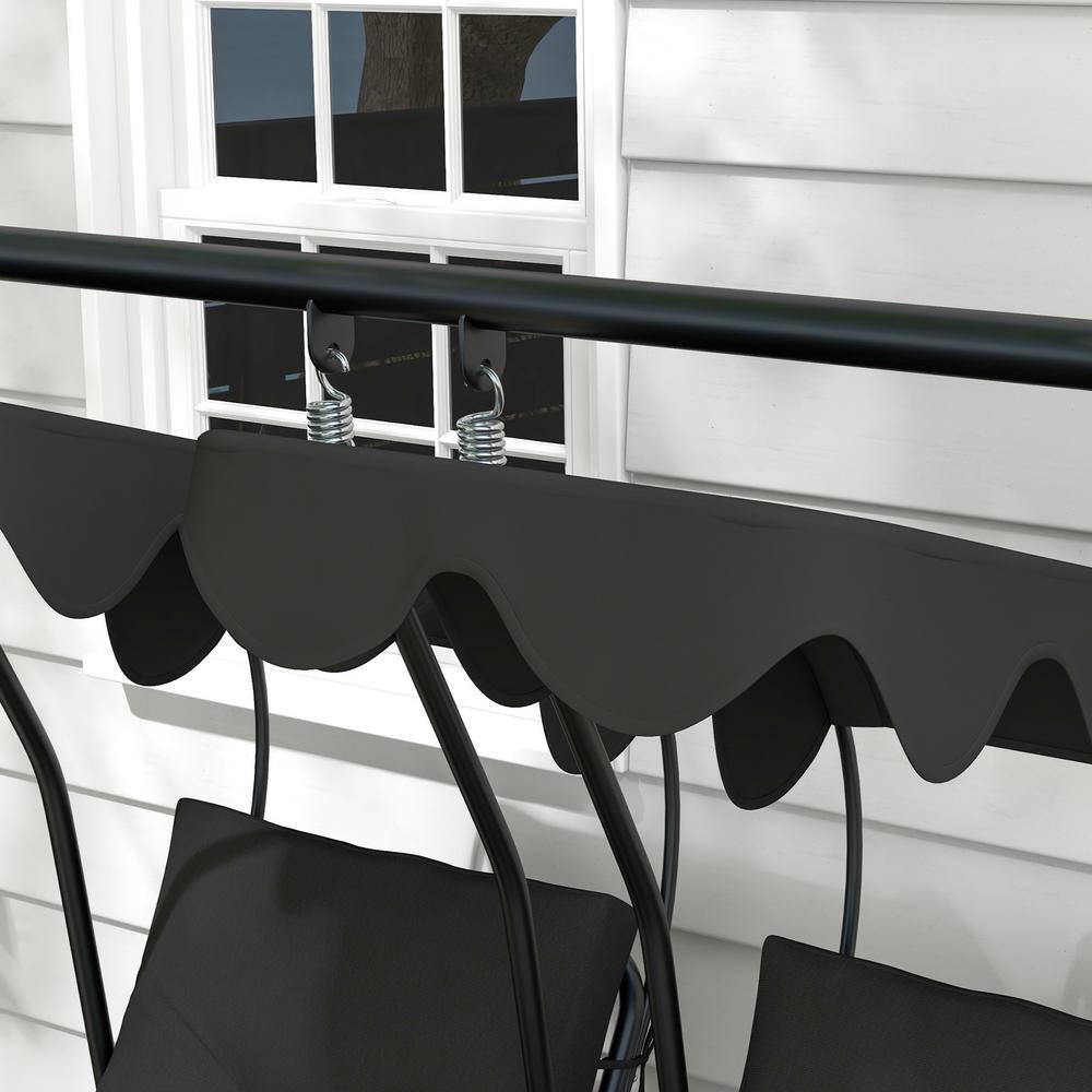 Black Polyester 2-Seater Swing Canopy Replacement Top Cover