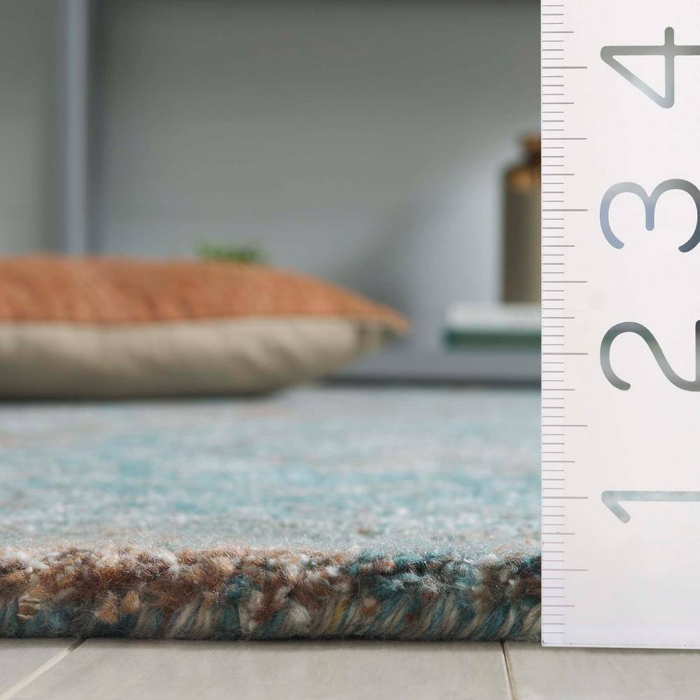 Handmade Tufted Blue and Brown Wool Area Rug, 5' x 8'