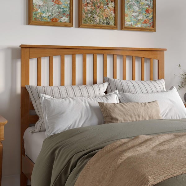 AFI Mission Light Toffee Natural Bronze Solid Wood Queen Headboard with Attachable Charger