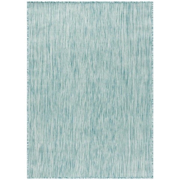 SAFAVIEH Beach House Aqua Solid Color 2 ft. x 4 ft. Striped Indoor/Outdoor Area Rug