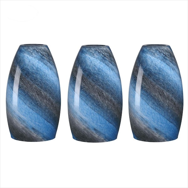 7.64 in. Blue Bubble Glass Globe Pendant Light Shade with 1.65 in. Fitter (Not Included) (3-Pack)