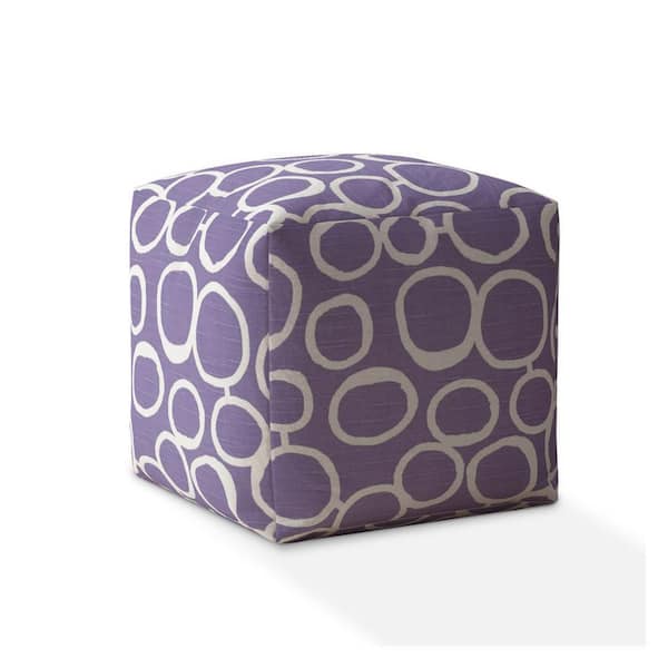 HomeRoots Purple Cotton Square Pouf 17 in. x 17 in. x 17 in. Ottoman