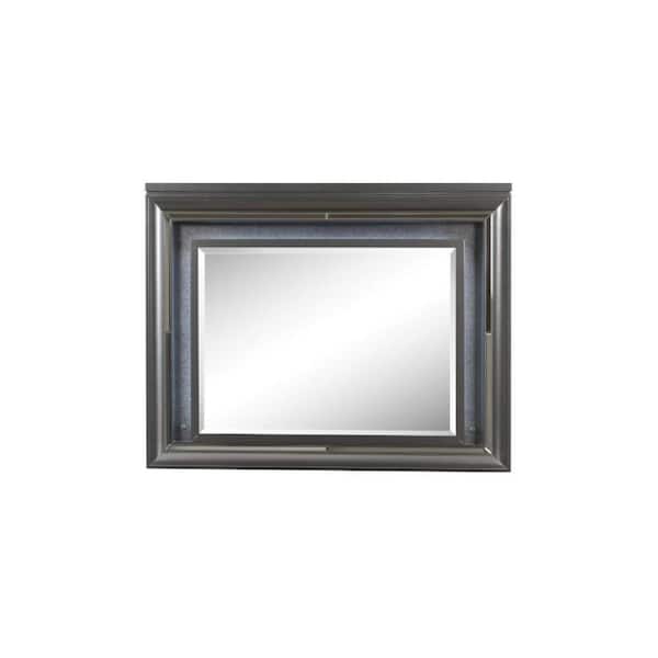 HomeRoots 49 in. W x 39 in. H Wood Gray Vanity Mirror
