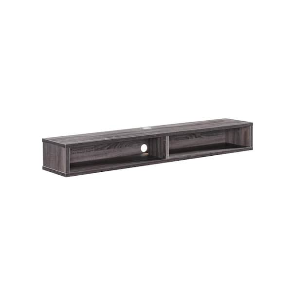 Evaine 60 in. Distressed Gray Wood Floating TV Stand Fits TVs Up to 66 in. with Wall Mount Feature