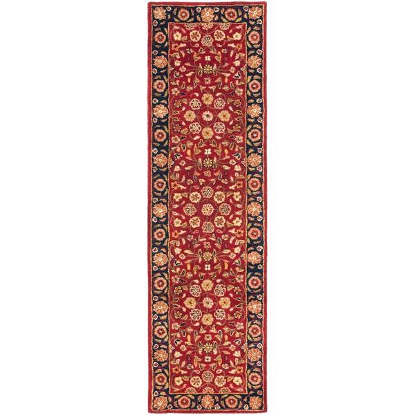 SAFAVIEH Heritage Red/Navy 2 ft. x 8 ft. Border Runner Rug