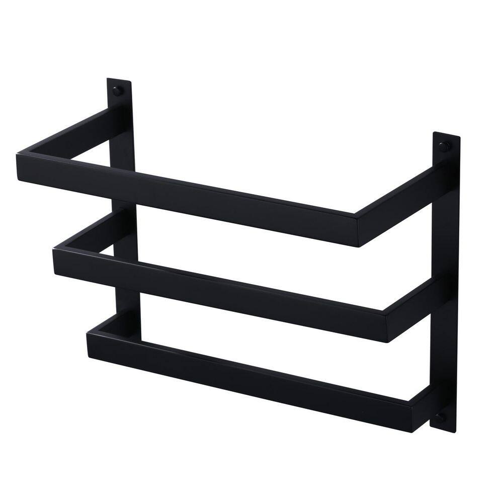 16 in. Wall Mount Stainless Steel 3-Tier Bathroom Towel Rack Towel Rod Holder in Matte Black price history on PriceWatchPro