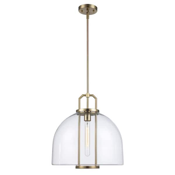 Bel Air Lighting Rhapsody 16 in. 1-Light Gold Pendant Light Fixture with Clear Glass Shade