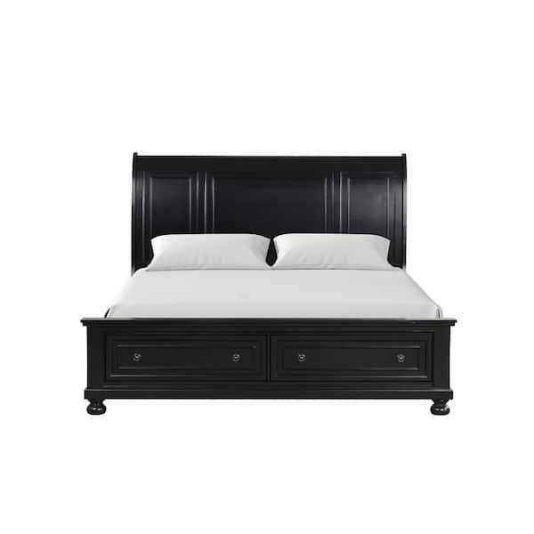 Meade Black Wood King Panel Beds