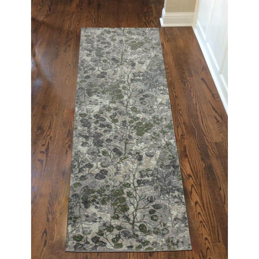 Livigno 1242 Transitional Floral Green Runner Area Rug