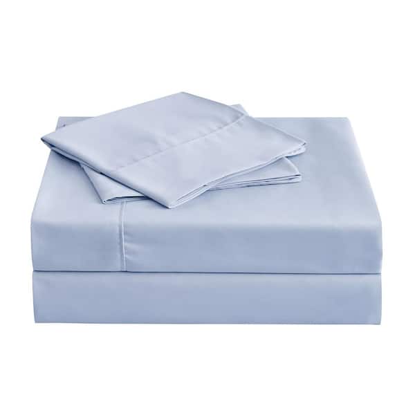 PUR & CALM 4-Piece Blue Antimicrobial Solid Microfiber Queen Sheet Set