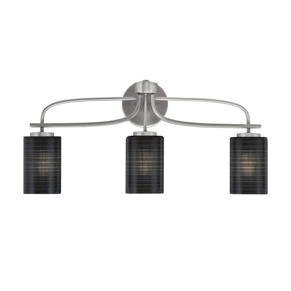 Olympia 25.5 in. 3-Light Graphite Vanity Light Black Matrix Glass Shade