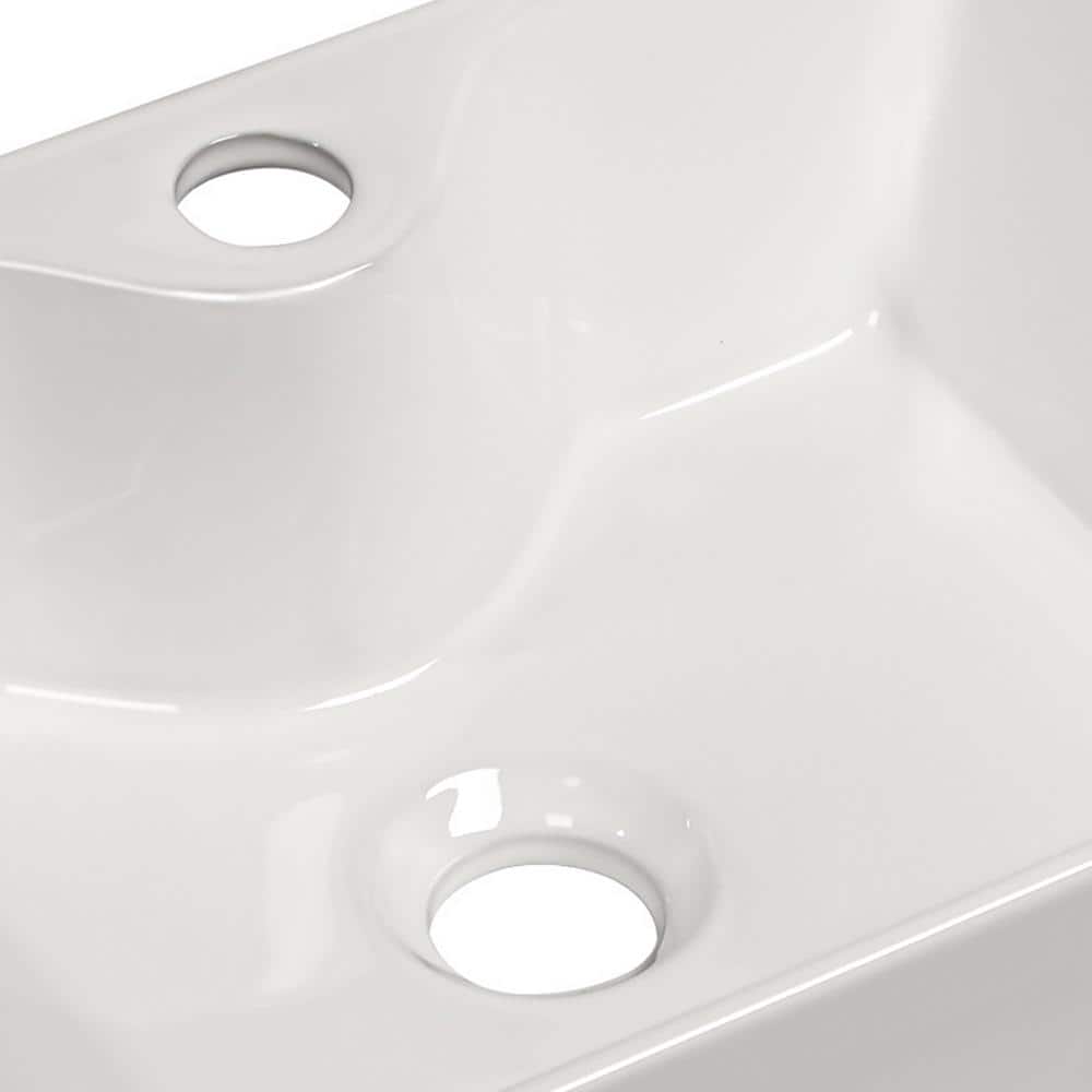 16" x 12" White Ceramic Rectangular Bathroom Vessel Sink