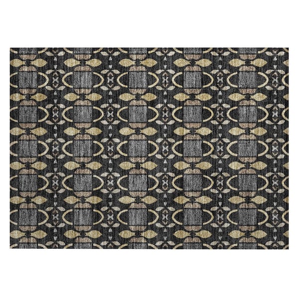 Chantille Machine Washable Indoor/Outdoor Abstract ACN2920 Black 3 ft. x 4 ft. Area Rug