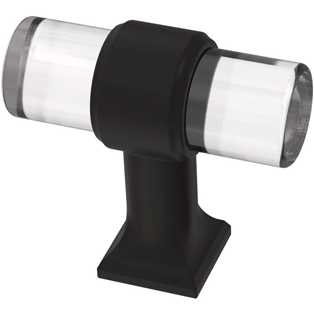 Acrylic Bar 1-9/16 in. (40 mm) Modern Matte Black and Clear Cabinet Knob price history on PriceWatchPro
