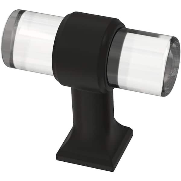 Liberty Acrylic Bar 1-9/16 in. (40 mm) Matte Black and Crystal Cabinet Knob
