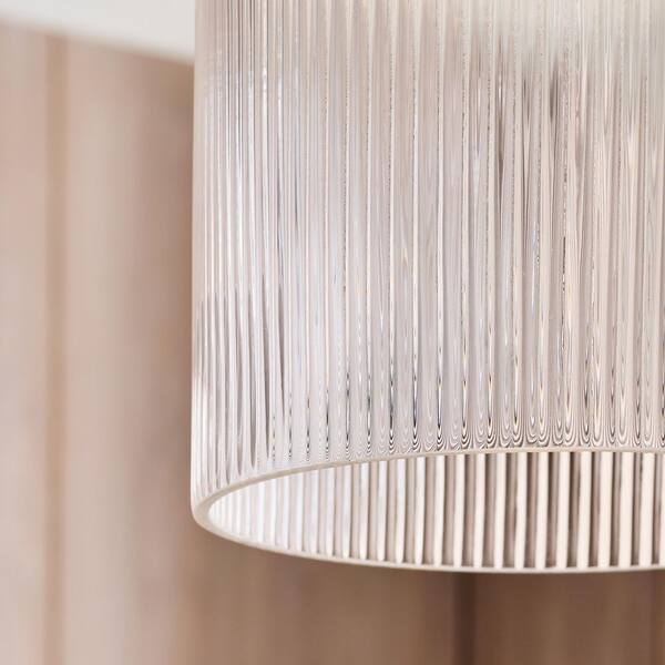 Generation Lighting - Liouet 7 in. W x 14 in. H 1-Light Satin Brass Transitional Pendant Light with Clear Ribbed Glass Shade