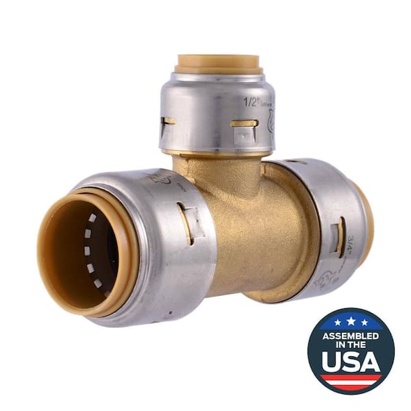 Max 3/4 in. x 3/4 in. x 1/2 in. Push-to-Connect Brass Reducing Tee Fitting