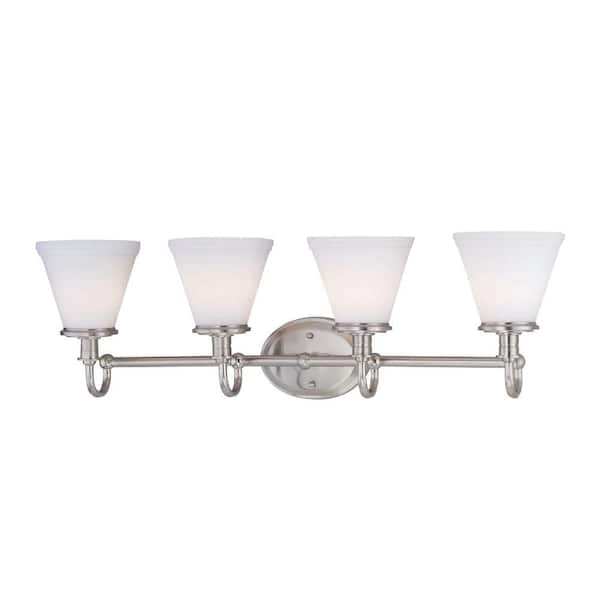 Illumine Designer Collection 4-Light Steel Bath Vanity Lamp with Frost Glass