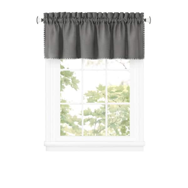 ACHIM Kendal Polyester Valance - 14 in. L in in Grey/White