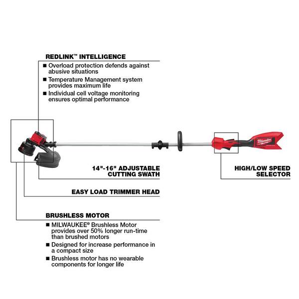 Milwaukee 2828-20-2726-20 M18 18V Lithium-Ion Brushless Cordless String ...