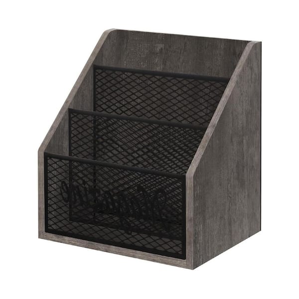 Gray 11.5 in. x 12.5 in. Wood Freestanding Magazine Rack