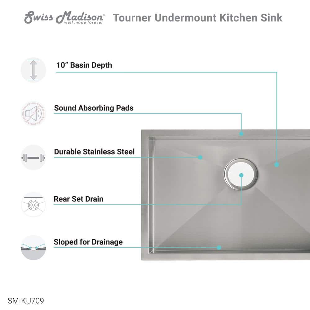 Tourner 27 x 19 Stainless Steel Single Basin Drop-In Kitchen Sink