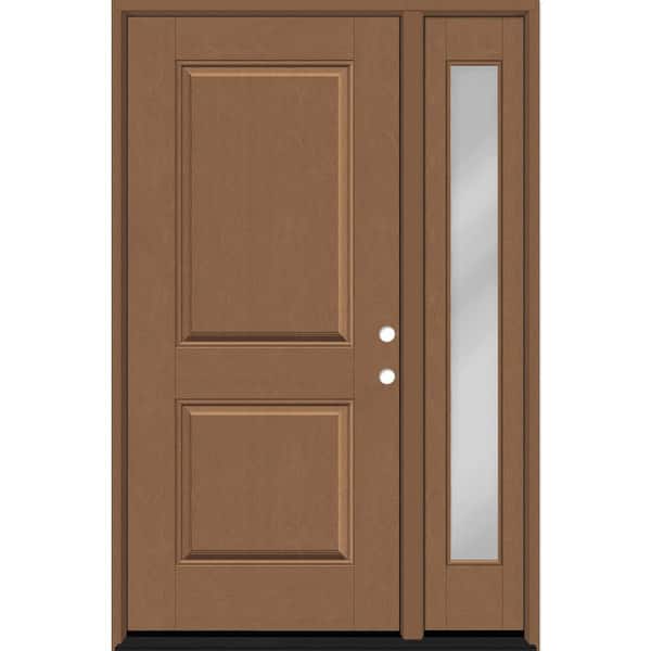 Regency 51 in. x 80 in. 2P Squaretop LHIS AutumnWheat Stain Mahogany Fiberglass Prehung Front Door w/Clear12in.SL 6-9/16