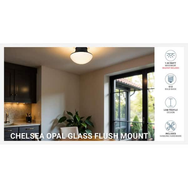 anone♡ Kenroy Home Chelsea 7 in. 1-Light Black Flush Mount with