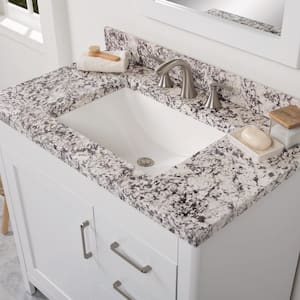 37 in. W x 22 in. D Cultured Marble White Rectangular Single Sink Vanity Top in Bianco Antico
