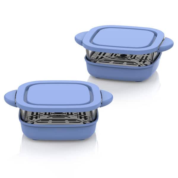 2 Pack Square Tempered Glass Baking Dish Set with Stainless Tray for Air Fryer Oven Microwave Dishwasher Safe