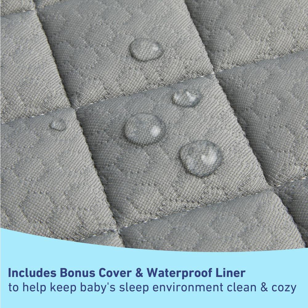 Graco Gray and White Oval Contoured Changing Pad with Cover