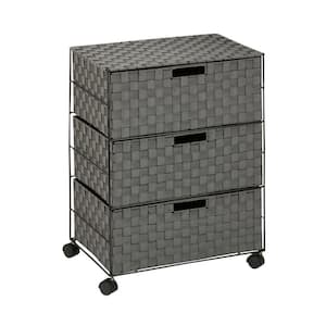 Gray Woven Rolling Office 3-Drawer Organizer